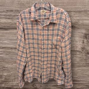 Faherty Linen Plaid Long Sleeve Button Down Shirt